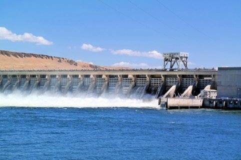 Hydroelectric dam releasing water